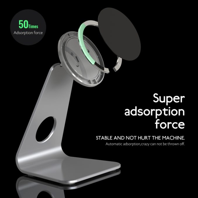 Rund magnetisk bordholder for mobiltelefon