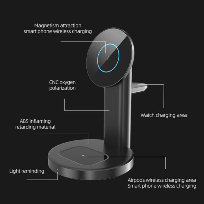 3 i 1 Bordlader for iPhone / AirPods / Apple Watch (S36)