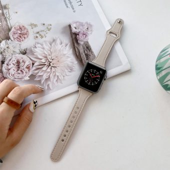 Klokkebånd i skinn med flat tekstur for Apple Watch Ultra 49 / 45 / 44 mm - Grå