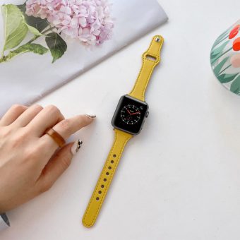 Klokkebånd i skinn med flat tekstur for Apple Watch Ultra 49 / 45 / 44 mm - Gul