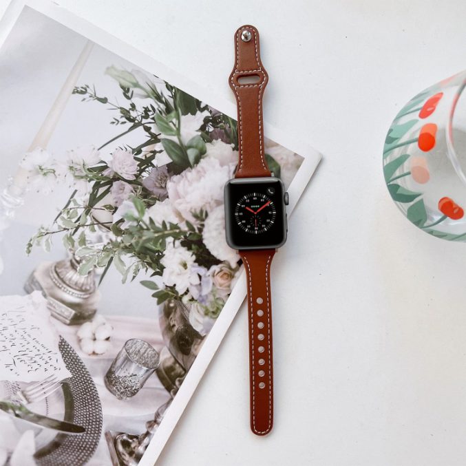 Klokkebånd i skinn med flat tekstur for Apple Watch 41 / 40 / 38 mm - Bilde 8