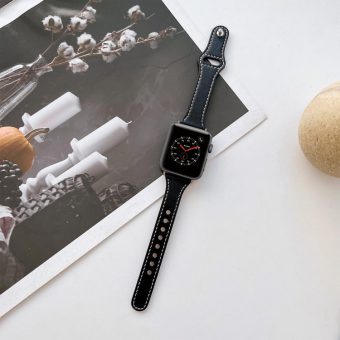 Klokkebånd i skinn med flat tekstur for Apple Watch Ultra 49 / 45 / 44 mm - Sort