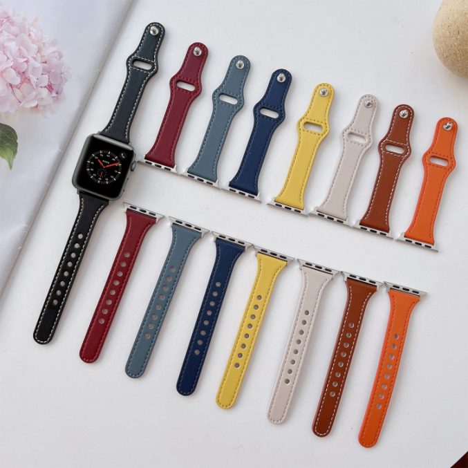 Klokkebånd i skinn med flat tekstur for Apple Watch 41 / 40 / 38 mm - Bilde 2