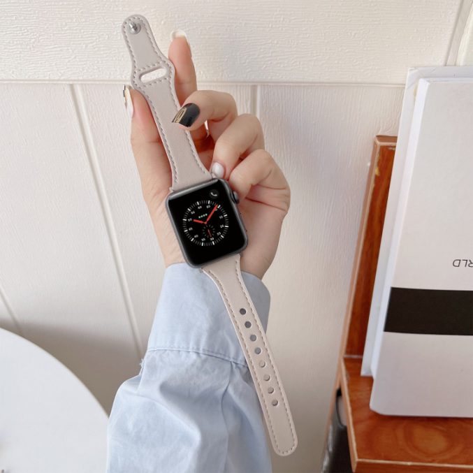 Klokkebånd i skinn med flat tekstur for Apple Watch 41 / 40 / 38 mm - Bilde 11