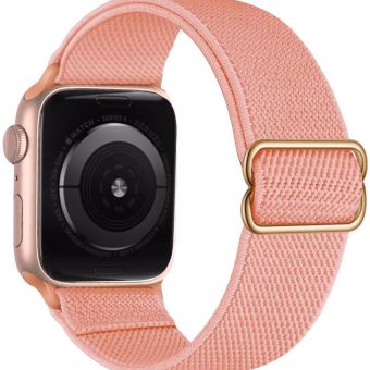 Elastisk nylon klokkereim for Apple Watch Ultra 49 / 45 / 44 mm - Sandrosa