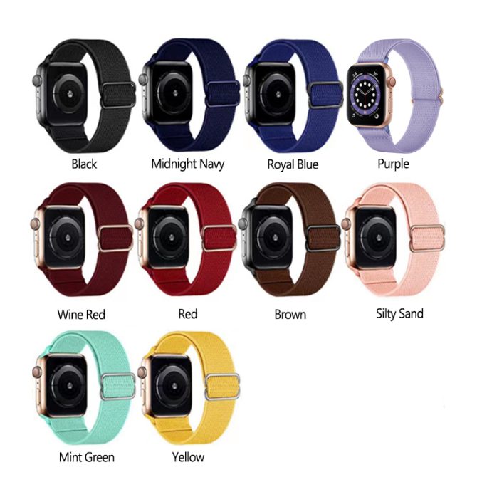 Elastisk nylon klokkereim for Apple Watch 41 / 40 / 38 mm - Bilde 12