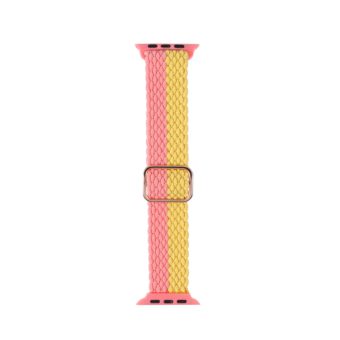 Flettet nylon bånd for Apple Watch Ultra 49 / 45 / 44 mm - Rosa / gul