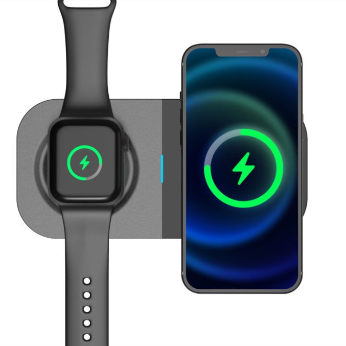 2 i 1 trådløs ladeplate for telefon og Apple Watch - Bilde 2