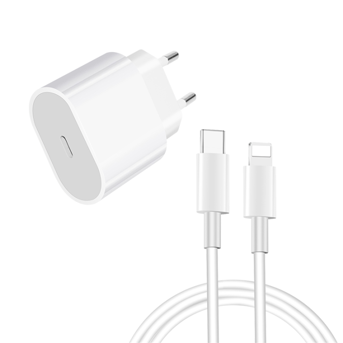 Kraftig ladepakke lightning ( kabel + 20W adapter )