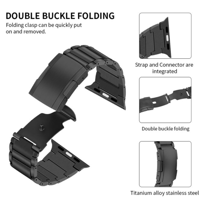 Klokkereim i titanlegering for Apple Watch - Sort