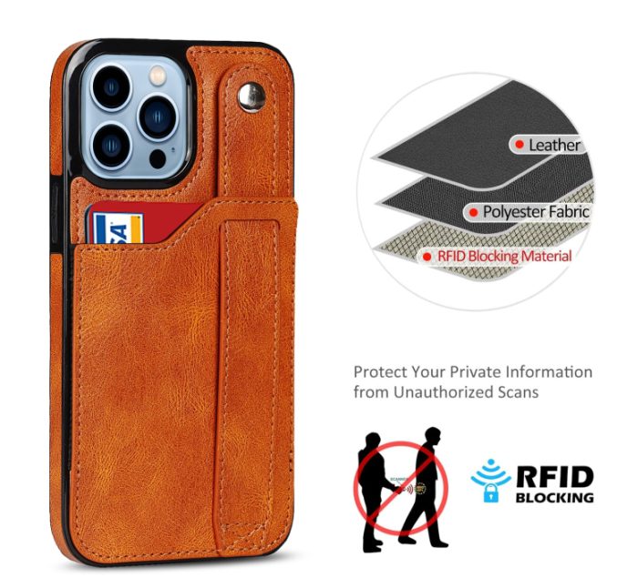 Deksel med kortspor og fingerstrap til iPhone 14 Pro - Bilde 34