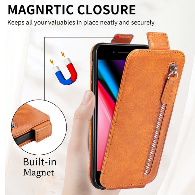 Zipper lommebok i lær for iPhone SE 2022/20 / 8 / 7 - Bilde 8