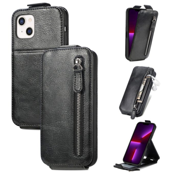 Zipper lommebok i lær for iPhone 14 - Bilde 2