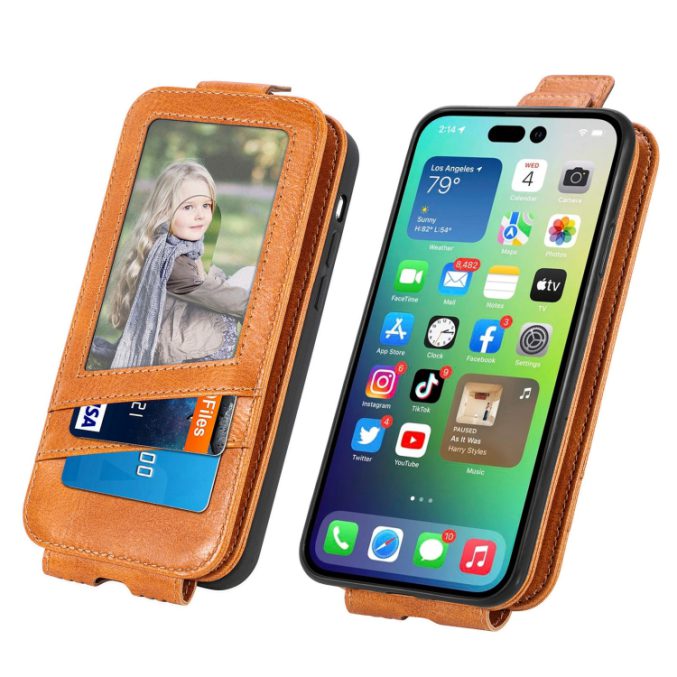Zipper lommebok i lær for iPhone 14 - Bilde 7