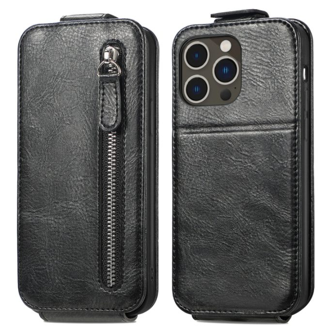 Zipper lommebok i lær for iPhone 14 Pro Max - Bilde 5