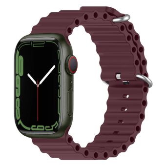 Ocean Silicone klokkereim for Apple Watch 41 / 40 / 38 mm - Vin rød