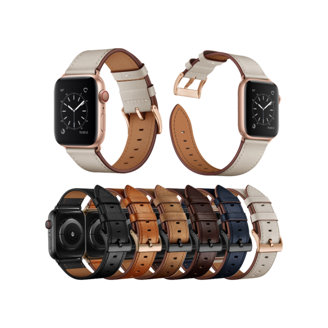 Klassisk kuskinn klokkereim til Apple Watch 41 / 40 / 38 mm