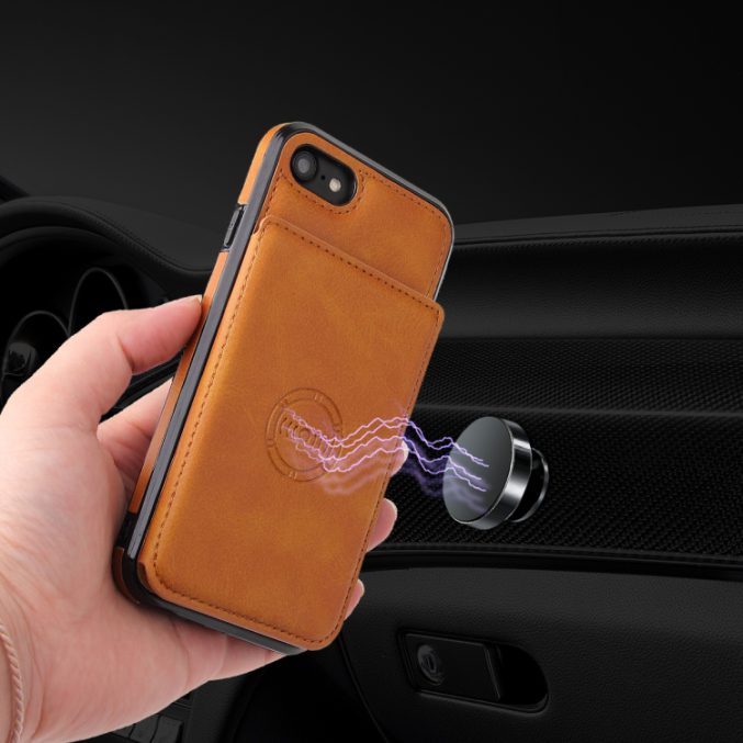 Stilig Magnetisk Etui med Kalveskinnstekstur for iPhone SE 2022 / SE 2020 / 8 / 7 - Bilde 7