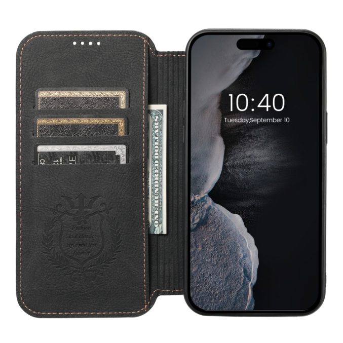 Suteni Retro Matt Litchi Lær Magsafe-deksel for iPhone 12/12 Pro - Bilde 4
