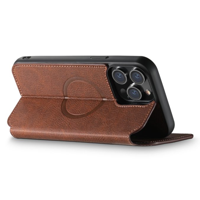 Suteni Retro Matt Litchi Lær Magsafe-deksel for iPhone 12/12 Pro - Bilde 3