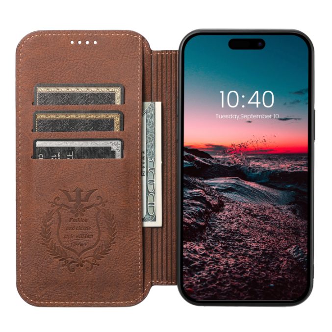 Suteni Retro Matt Litchi Lær Magsafe-deksel for iPhone 12/12 Pro - Bilde 2