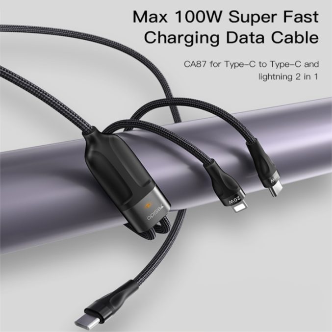 Yesido 2 i 1 USB-C til USB-C + Lightning Kabel (1,2m) - Bilde 11