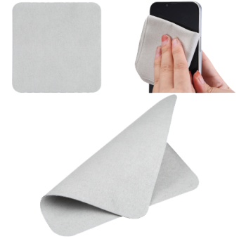 Pusseklut med Mobilverkstedet-logo til telefon og nettbrett