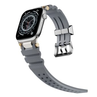 Silikonrem med doble luftehull for Apple Watch 42 / 44 / 45 / 46 / 49 mm - Grå / Sølv