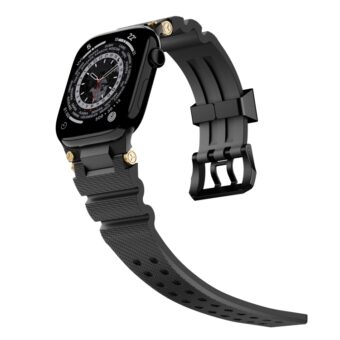 Silikonrem med doble luftehull for Apple Watch 42 / 44 / 45 / 46 / 49 mm - Sort / Sort