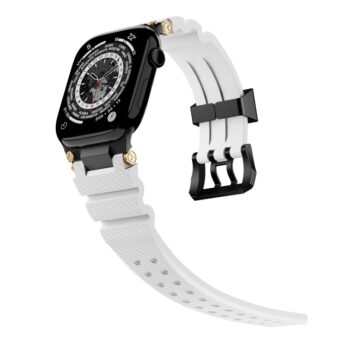 Silikonrem med doble luftehull for Apple Watch 42 / 44 / 45 / 46 / 49 mm - Hvit / Sort