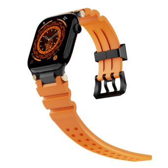 Silikonrem med doble luftehull for Apple Watch 42 / 44 / 45 / 46 / 49 mm - Oransje / Sort