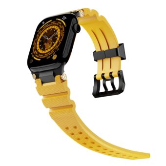 Silikonrem med doble luftehull for Apple Watch 42 / 44 / 45 / 46 / 49 mm - Gul / Sort