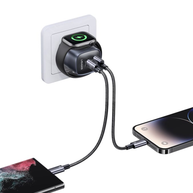 USAMS 20W lader for Apple Watch med USB-A og USB-C - Bilde 4