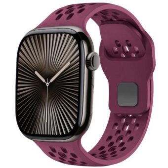 Sporty mesh silikonreim – for Apple Watch - 42 / 44 / 45 / 46 / 49 mm, Vin rød