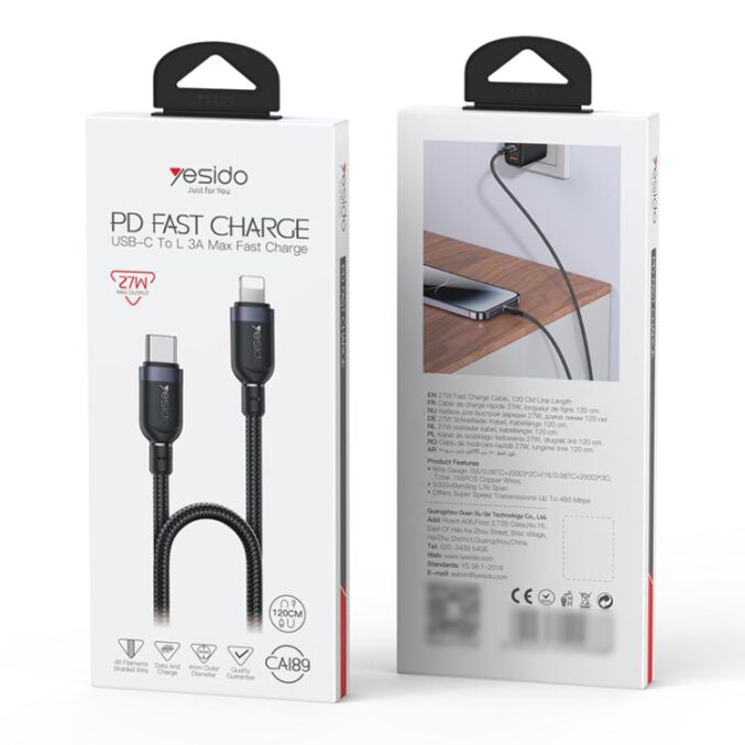USB-C til Lightning hurtigladekabel 27W (0,3m til 3m)