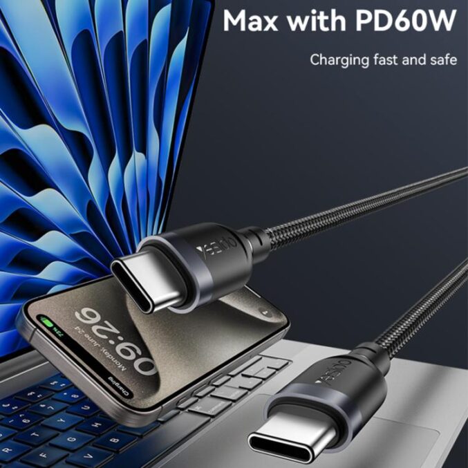 USB-C til USB-C hurtigladekabel 60W (0,3m til 3m) - Bilde 4