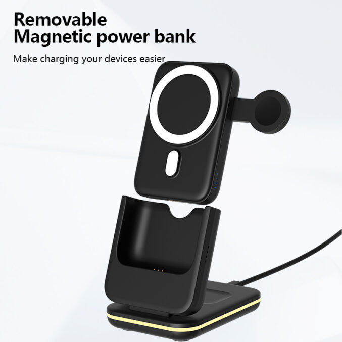 5-i-1 trådløs ladestasjon med powerbank (C15) - Bilde 3