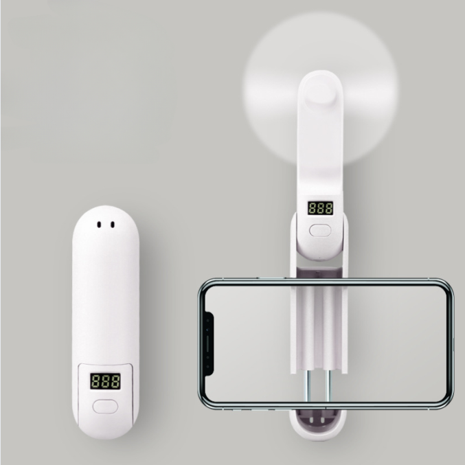 Sammenleggbar håndvifte med digitalt display – 1200 mAh batteri