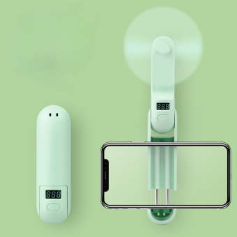 Sammenleggbar håndvifte med digitalt display – 1200 mAh batteri - Lys grønn