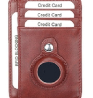 Kortholder i skinn med AirTag-lomme - Kaffe