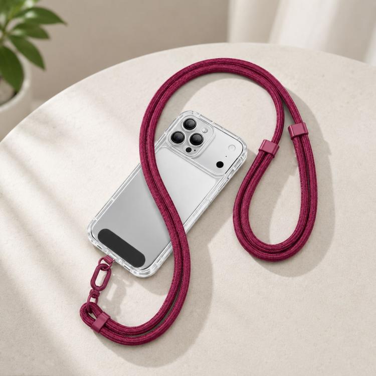 Justerbar crossbody mobilstropp – Vin rød