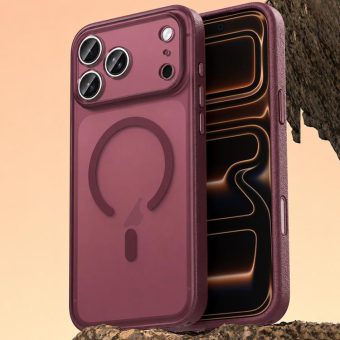 MagSafe-deksel i vegansk skinn til iPhone 17 Pro Max – Vin rød