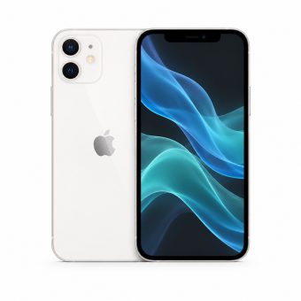Brukt iPhone 12 i hvit, forside og bakside