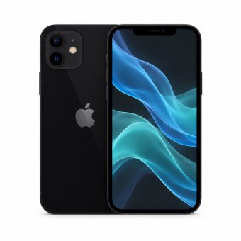 Brukt iPhone 12 i svart, forside og bakside