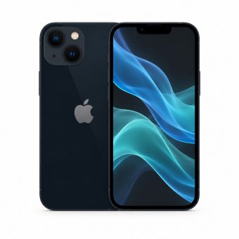 Brukt iPhone 13 i svart, forside og bakside