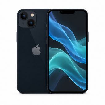 Brukt iPhone 14 i svart, forside og bakside