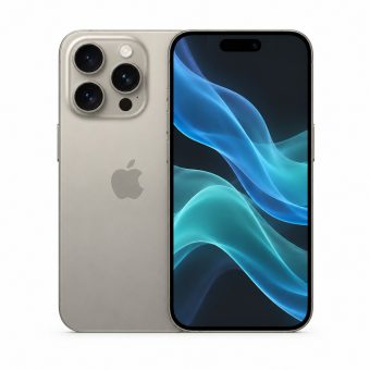 Brukt iPhone 16 Pro i grå, forside og bakside