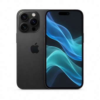 Brukt iPhone 16 Pro i svart, forside og bakside