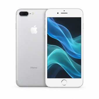 Brukt iPhone 7 plus i sølv, forside og bakside