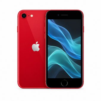 Brukt iPhone SE 2020 i rød, forside og bakside